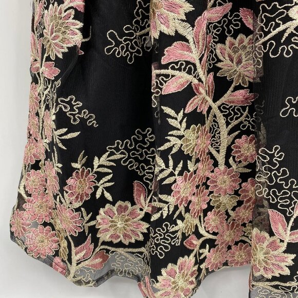 Morgan & Co. Black Pink Embroidered Tulle Off the Shoulder Mini Dress | Size 20W - Picture 9 of 9